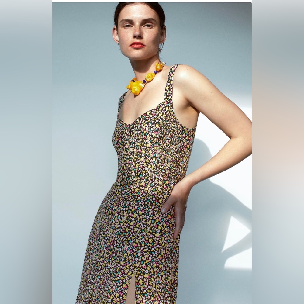 Zara Floral Summer Dress, Size Large